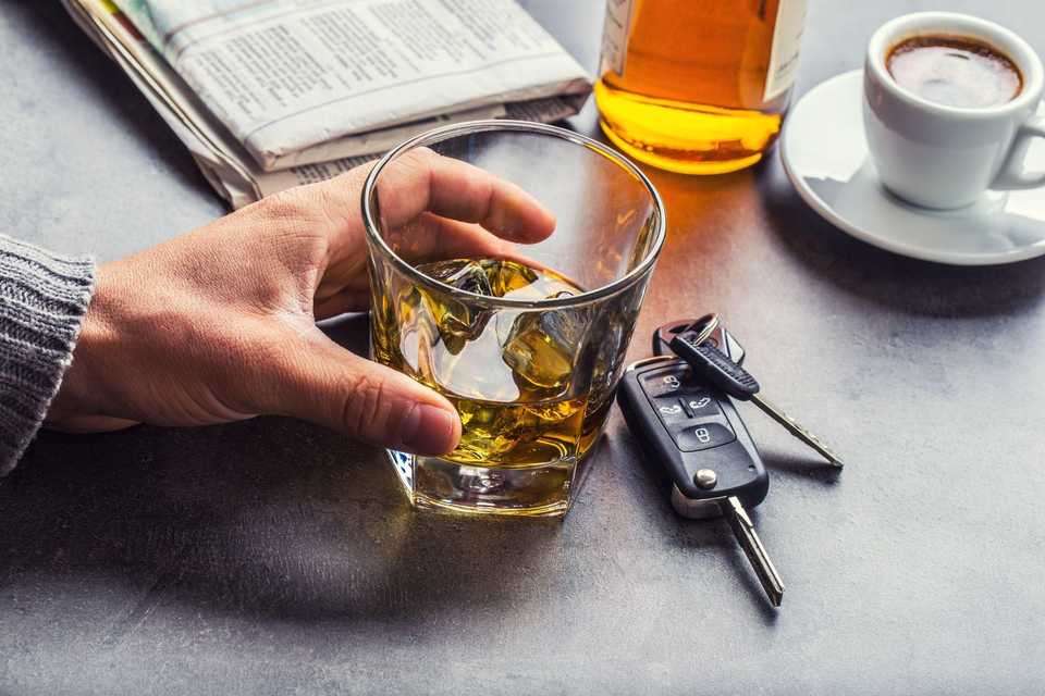 Alcoholic drink and car keys